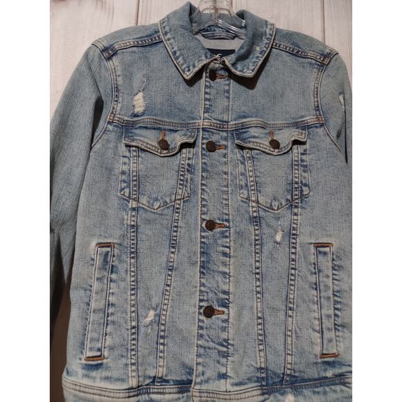 Hollister Jacket Ladies Extra Small Denim Distressed - Picture 3 of 6